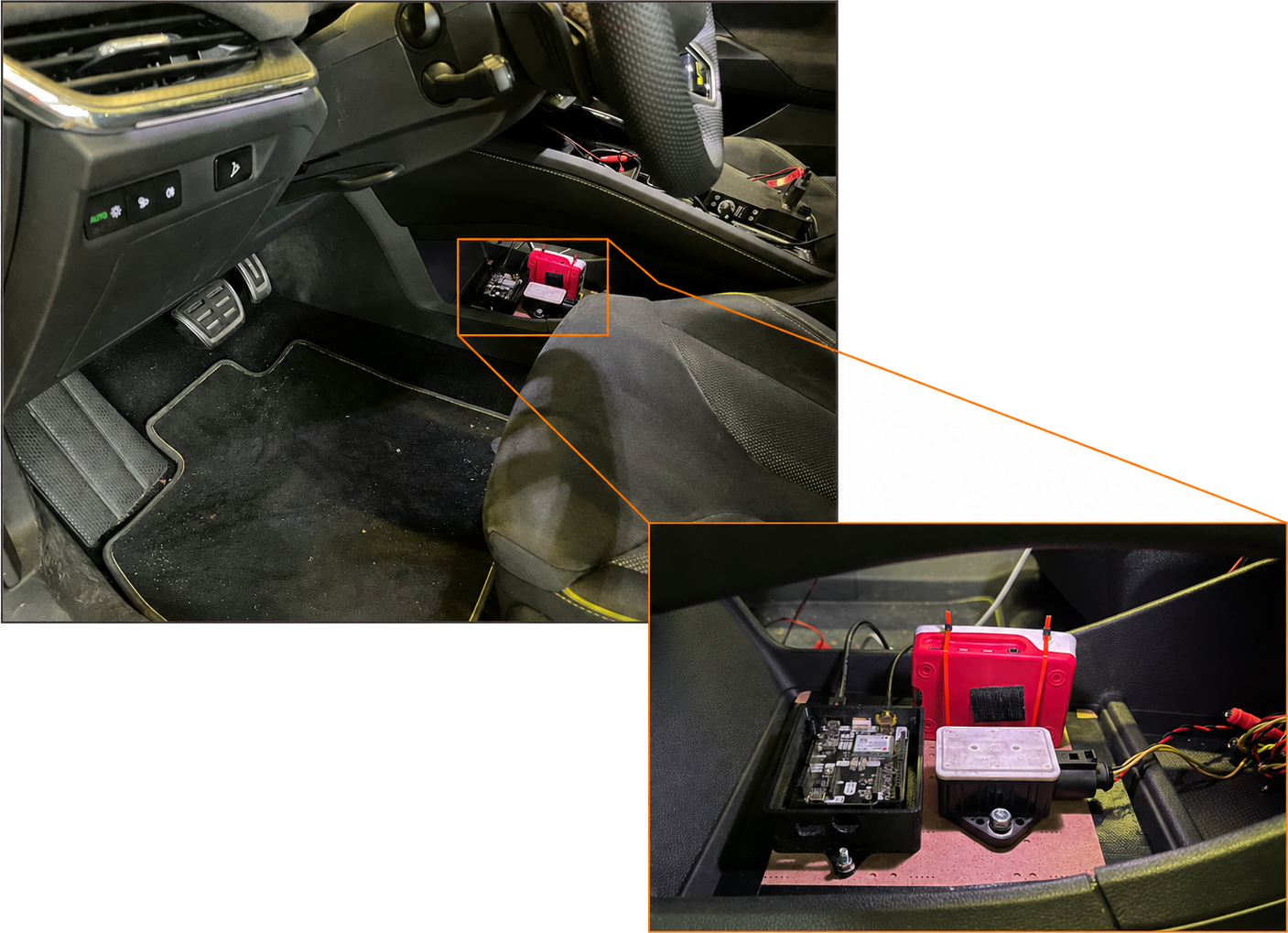 simpleRTK2B Board im Skoda Enyaq Messaufbau